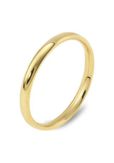 3mm İnce Bombeli Parlak Erkek Kadın Unisex Çelik Alyans Yüzük Cl27 Sarı