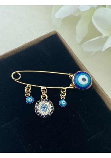 Kyver Bebek İğnesi Nazarlık Yaka İğnesi Gold