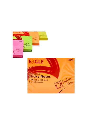 Eagle 75 X 100 MM Neon Yapışkanlı Not Kağıdı 100 Yaprak Turuncu