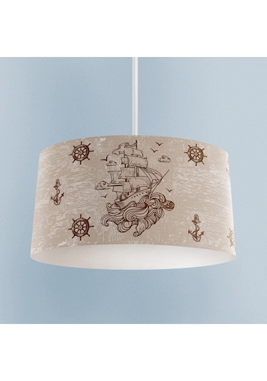 Mekta Home Bebek Ve Çocuk Odası Korsan Gemi Ve Dümen Desenli Avize Renkli