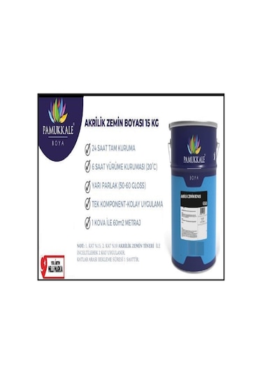 Pamukkale Akrilik Zemin Boyası 5 Kg Ral 9016 Beyaz
