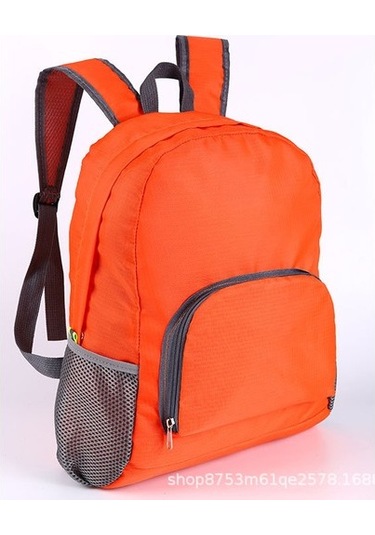 Katlanır Seyahat Sırt Çantası Açık Hava Seyahati Basit Ultra Hafif Deri Çanta Erkek Ve Kız Öğrenci Eğitim Sırt Çantası Cpj1qt Kül - Turuncu