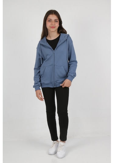 Toontoy Kız Çocuk Nakışlı Hırka Füme