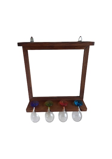 Ahşap Kayın Ağacı Şaraplık Kadehlik Bar Dekoru 44 50 Cm