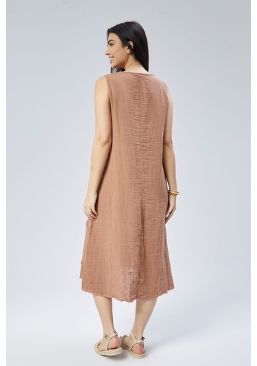 Muslin Elbise Yazın Vazgeçilmesi Camel