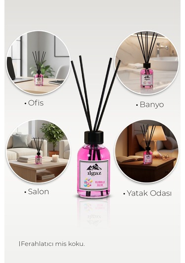 Sakız Bambu Çubuklu Oda Kokusu 110 Ml Red Diffuser Bubble Gum Ortam Kokusu Sakız