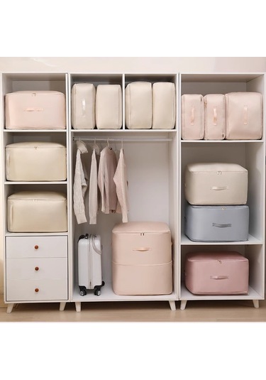 Yaozixa Kıyafet Yorgan Saklama Çantası - Su Geçirmez Nem Engeli - Dayanıklı İki Yönlü Fermuar - Geniş Tutamak - Gri 30 40 18cm Gri