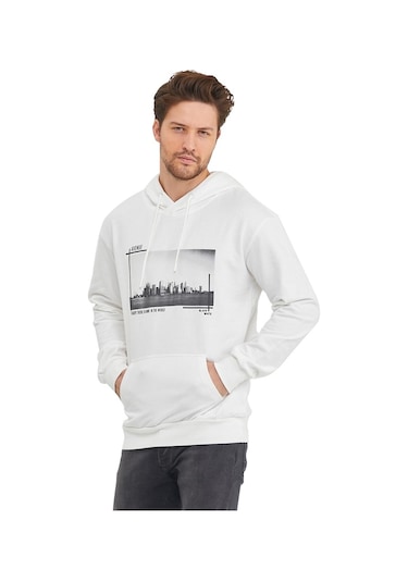 Adams Kanguru Cepli Newyork Baskılı Kapüşonlu Sweatshirt