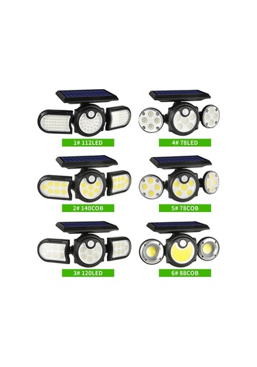 Besthome1 3 Kafa Güneş Enerjili Duvar/zemin Lambası, 78cob Led Beyaz Işık, 3 Mod, 2x1200mah Batarya, Ip65 Koruma