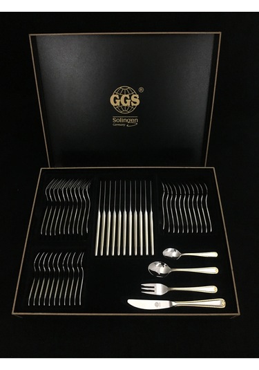 Renate Parlak Altın Solingen 96 Parça Kutulu Çatal Kaşık Bıçak Altın