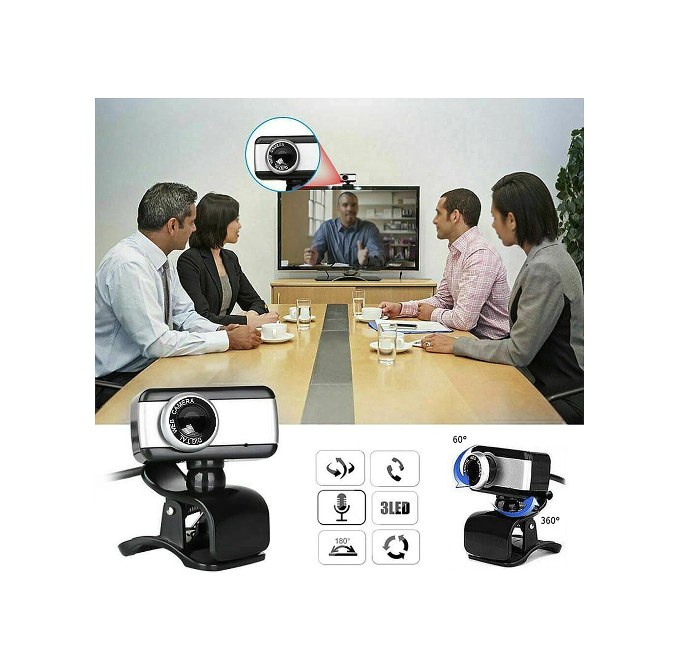 Qingmipy Usb Webcam Manuel Odaklanabilir Mikrofonlu 480p 0.3mp Cmos Sensörlü Dizüstü/masaüstü Bilgisayar Kamerası Plug&play
