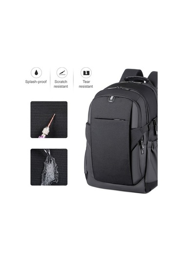 Createtech Usb Sırt Çantası Seyahat Şarj Portu Hırsızlığa Karşı Dayanıklı Bilgisayar Çantası Günlük İl Gri