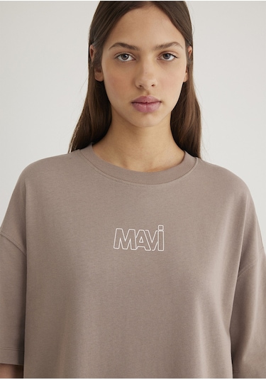 Mavi - Mavi Logo Baskılı Bej Tişört 1611592-70364 Bej