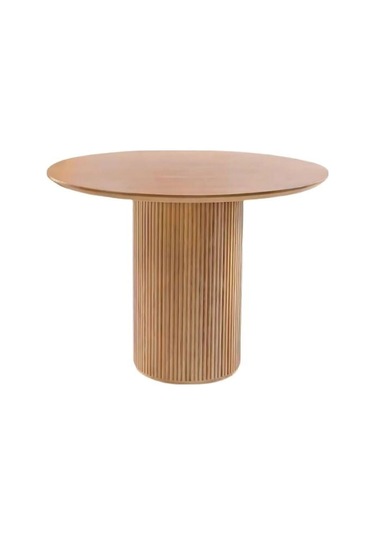 Vintage Yuvarlak Ahşap Bohem Masa 110x110 Naturel