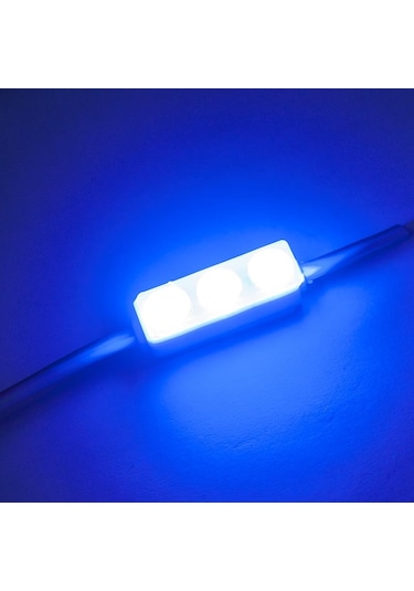 3'Lü Mercekli Mini Modül Led - Mavi 12V 0.5W