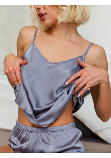 Queenlis Şortlu Pijama 202920747 Gri