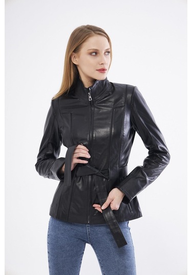 Derinss Dka2364 Hakiki Deri Kadın Siyah Mont 001