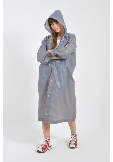 Unisex Gri Eva Kumaş Su Rüzgar Geçirmez Yağmurluk Çok Renkli