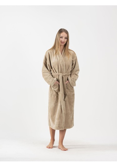 Kadife Kimono Bornoz Unisex Beyaz