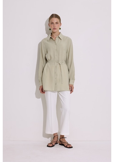 Modal Kemerli Gömlek Çağla Çağla