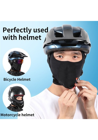 Xindoker Motosiklet Bisiklet Kullanıma Uygun Siyah Buz İpi Kafa Bandı - Güneşten Koruma, Teri Emici, Nemlendirici, Gözlük Delikli Seçenekli Siyah