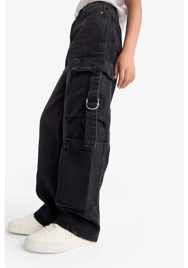 Defacto Kız Çocuk Wide Leg Kargo Geniş Paça Jean Pantolon E6185a825aunm36 Antrasit