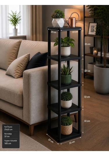Sakura 5 Katlı Çiçeklik Saksılık Siyah