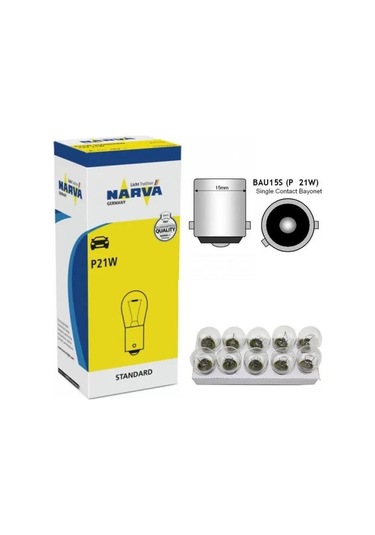 NARVA AMPUL 12V 21W 93 YAKIN TIRNAK BEYAZ P21W 10 ADET