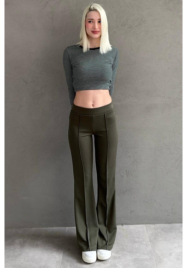 Yeşil Çizgili Uzun Kollu Kadın Body Mg2657 Yeşil