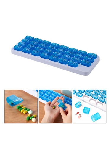 Suntek 31 Izgaralı Hap Kutusu Aylık Gün Bölmeli Seyahat Mavi