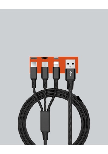 3 Ü 1 Arada Hızlı Şarj Kablosu