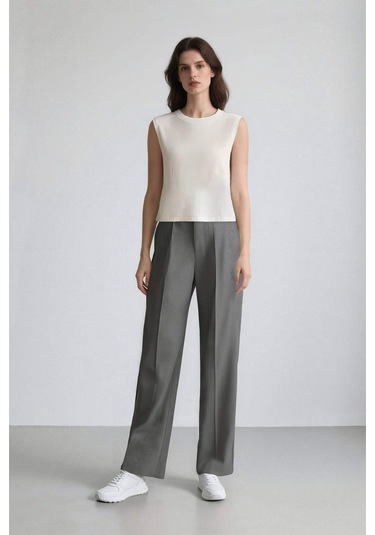 DeFacto Wide Leg Pensli Klasik Palazzo Pantolon Geniş Bol Paça Basic Düz Uzun Boy Yüksek Bel Cepli C2020AX25SPGR210