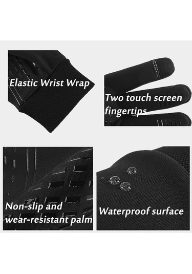 Fortunelane Erkekler İçin Kışlık Islaklık Ve Rüzgar Engeli Eldiven, Dokunmatik Ekran Desteği Siyah Xl