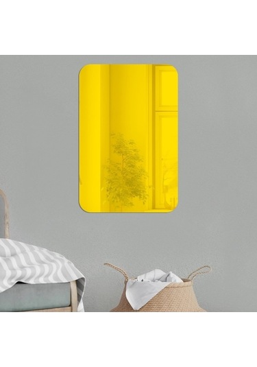 Novahub 4 Adet 42cm Yuvarlak Köşe Akrilik Ayna, Gümüş, Stereo Duvar Stickerları Dikdörtgen Model Diğer