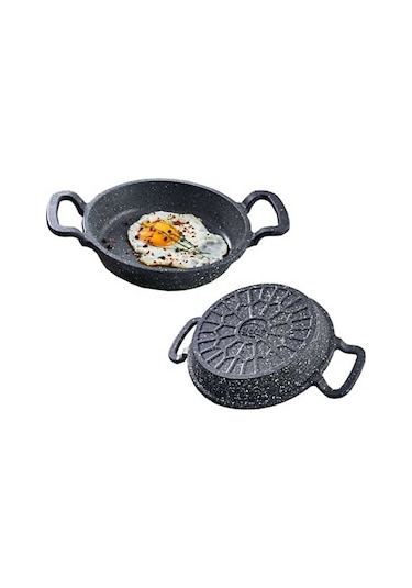 Eda Cookware Asya 3'lü Sahan Seti Cam Kapaklı Döküm Gri  Yuvarlak