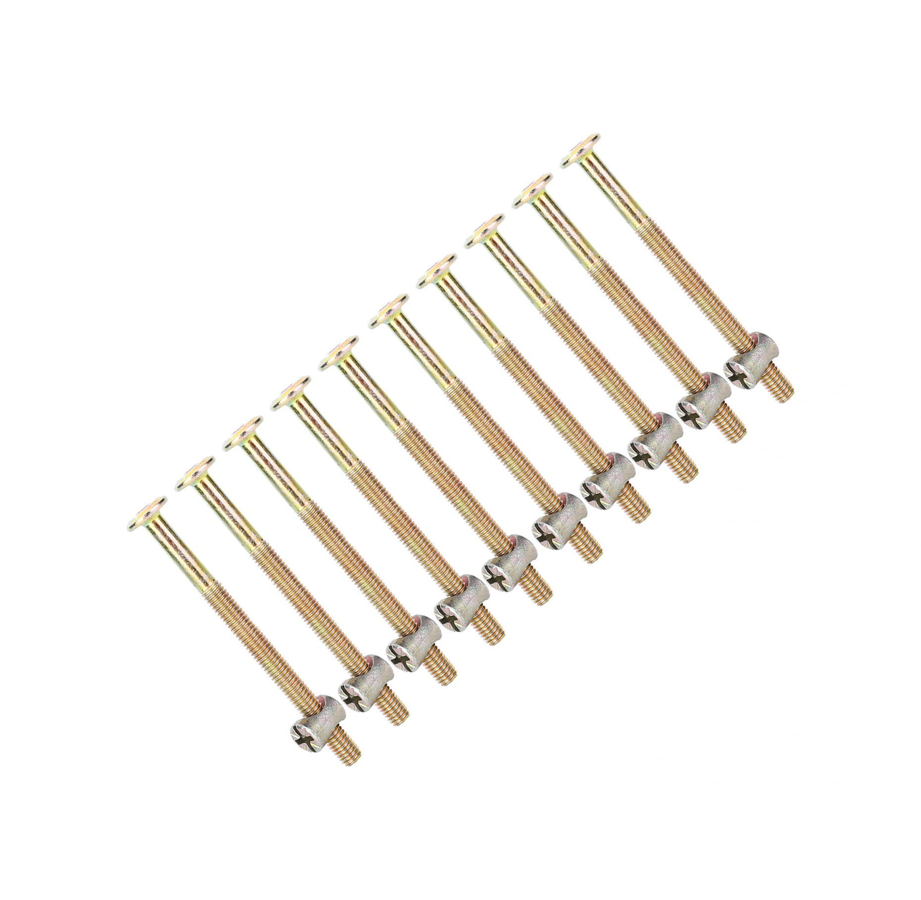 Yaleker 80mm Galvanizli Karbon Çelik M6 Mobilya Cıvata Ve Somun Seti, Ahşap-kabin Birleştirme, 10 Adet/paket Diğer