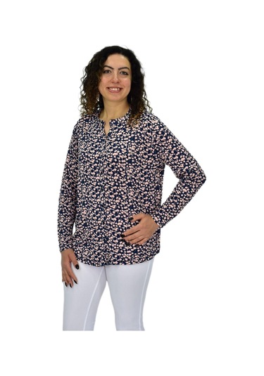 Kadın Uzun Kol Düğmeli Bluz Bgl-st04683 Pudra