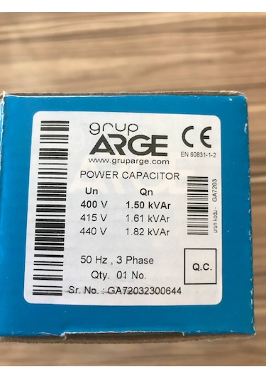 Gruparge 1.5/1.82 Kvar 400v/440v Kondansatör