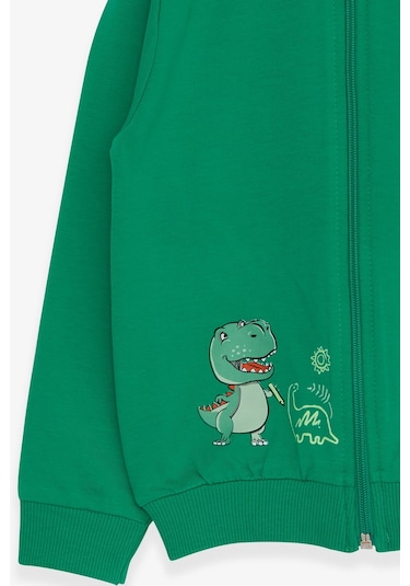 Breeze Erkek Çocuk Hırka Kaykaylı Dinozor Baskılı 1-4 Yaş, Yeşil
