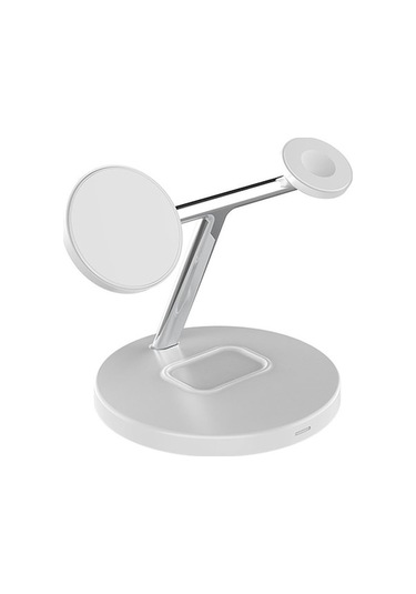 Rogfer D10 3'ü 1 Arada 15w Manyetik Cep Telefonu Kulaklık İzle Kablosuz Hızlı Şarj Cihazı Beyaz