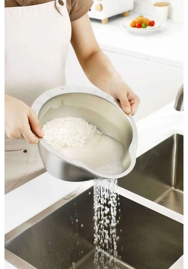 Çok Amaçlı Pirinç Meyve Makarna Sebze Süzgeci Paslanmaz Çelik Süzgeç Gümüş Gümüş