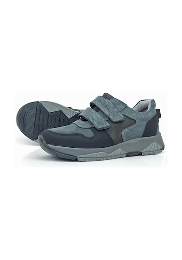 Rakerplus Hakiki Deri Koyu Gri Siyah Çocuk Cırtlı Sneakers Spor Ayakkabı Rakerplus Hakiki Deri Koyu Gri Siyah Çocuk Cırtlı Sneakers Spor Ayakkabı