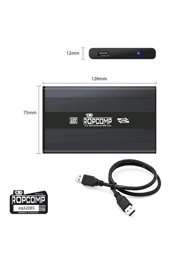 Ropcomp 2.5" Usb 2.0 Sata Harici Hdd Kutusu Type-c Dönüştürücülü