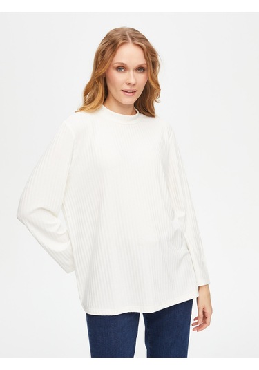 Relax Dik Yaka Kaşkorse Sweatshirt 69756 U6975673 Ekru