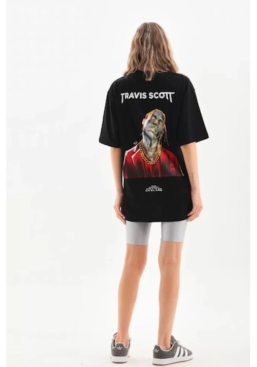 Amorluxe Unisex Baskılı Oversize T-shirt - Siyah