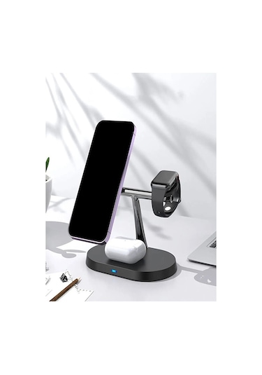 3in1 Magsafe Uyumlu 15w Kablosuz Şarj Standı Apple Uyumlu iPhone, Android Tele