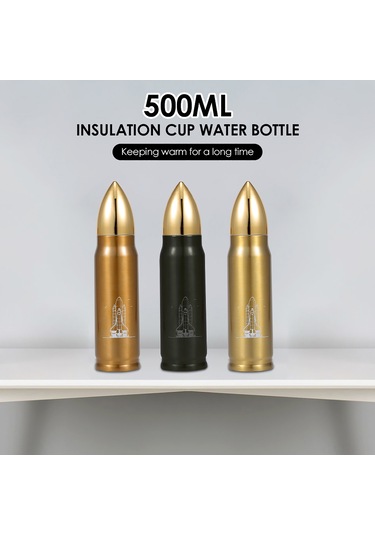 Tenfowee 500ml Altın Renkli Vakumlu Termos Kupa, Uzun Süreli Sıcak İçecek Saklama Ve Taşınabilir Tasarım Altın