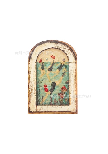 Moveevo Köy Stili Duvar Dekoru - Amerikan Köyü Stili Antika Hamam Dekorasyonu Ahşap Sanayi Eseri - Yüzüyor Kadın Resmi Diğer