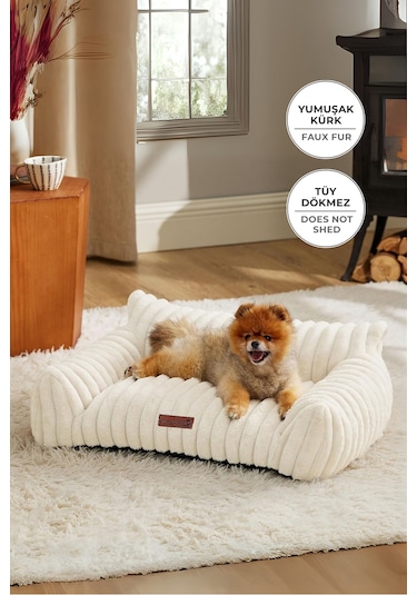 Evlen Home Kürk Peluş Kedi Yatağı Luna Yıkanabilir