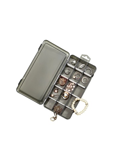 Bayev 10 Adet Füme 15 Bölmeli Ayarlanabilir Bölmeli Düzenleyici Takı Boncuk Ilaç Yüzük Kutusu Organizer